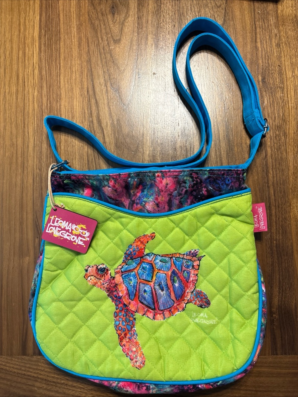 Loma Lovegrove Quilted Turtle Crossbody Bag - Lime & Multicolor